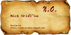 Nick Oriána névjegykártya